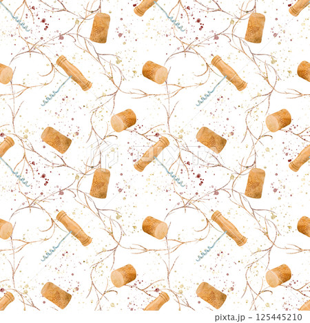 An Elegant Pattern Design Featuring Cork and Vine Motifs Perfect for Textiles and Fabrics An Elegant Pattern Design Featuring Cork and Vine Motifs Perfect for Textiles and Fabrics 125445210
