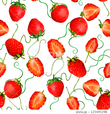 Vibrant Strawberry Pattern Perfect for Fresh and Delicious Food Designs and Creations 125445296