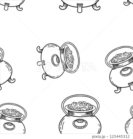 HandDrawn Cauldron Pattern, Perfect for Enhancing Magical Themed Creations and Decor 125445312
