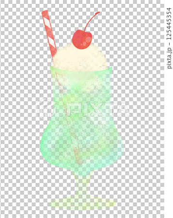 Transparent watercolor hand-drawn cream soda illustration - Melon 125445354