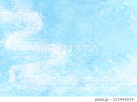 さわやかな水流れの水彩風和風背景 さわやかな水流れの水彩風和風背景 125445814