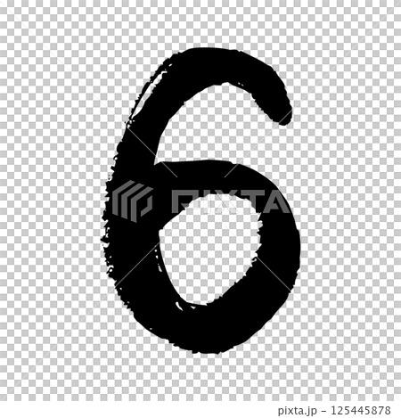 Hand drawn illustration of the number 6 125445878