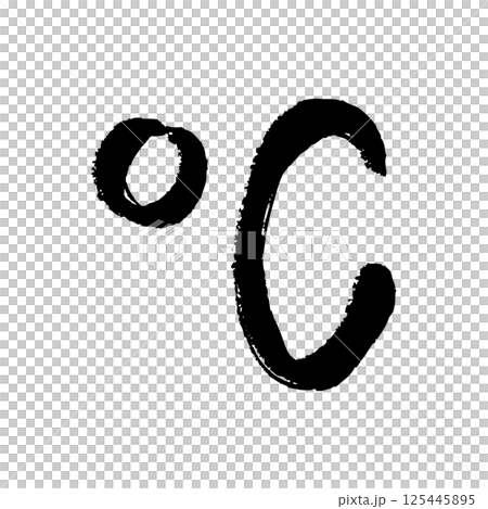 Celsius degree symbol hand drawn lettering illustration 125445895
