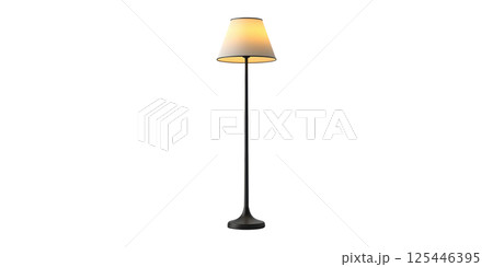 Modern Floor Lamp With Warm Light. Elegant Home Lighting Solution Isolated On Transparent Background 125446395