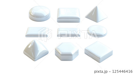 Geometric 3D Shapes Collection. Abstract Design Elements For Creative Projects Isolated On Transparent Background 125446416