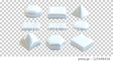 Geometric 3D Shapes Collection. Abstract Design Elements For Creative Projects Isolated On Transparent Background 125446416