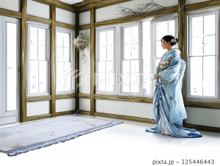 着物を着た女性のイラスト素材 125446443