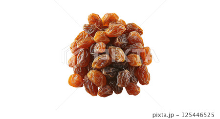 Dried Raisins Pile. Healthy Snack And Natural Sweetener For Culinary Use Isolated On Transparent Background 125446525