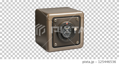 Compact Metal Safe With Combination Lock. Secure Storage For Valuables And Personal Items Isolated On Transparent Background 125446536