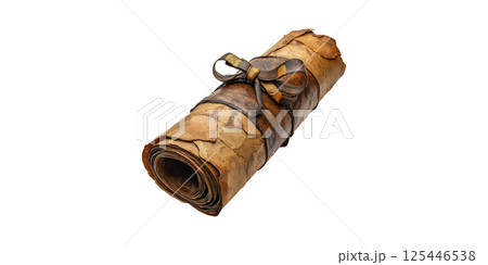 Rolled Tobacco Leaves With Ribbon. Symbol Of Traditional Cigar Making And Craftsmanship Isolated On Transparent Background 125446538