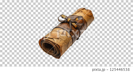 Rolled Tobacco Leaves With Ribbon. Symbol Of Traditional Cigar Making And Craftsmanship Isolated On Transparent Background 125446538