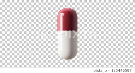 Red And Capsule Pill. Pharmaceutical Medicine And Healthcare Concept Isolated On Transparent Background 125446597