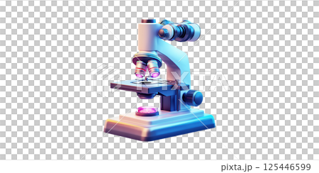 Colorful Laboratory Microscope. Scientific Research And Analysis Tool Isolated On Transparent Background 125446599