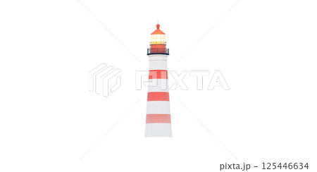 Lighthouse With Red And Stripes. Symbol Of Navigation And Safety Isolated On Transparent Background 125446634