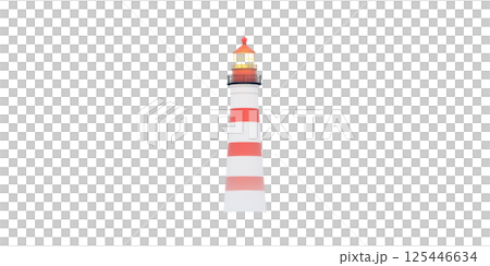 Lighthouse With Red And Stripes. Symbol Of Navigation And Safety Isolated On Transparent Background 125446634