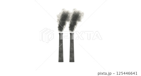 Industrial Smoke Stacks Emitting Pollution. Environmental Impact And Air Quality Concerns Isolated On Transparent Background 125446641