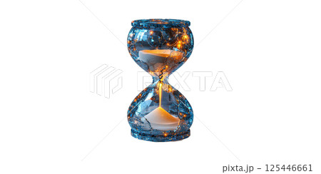 Digital Hourglass With Futuristic Design. Symbol Of Time, Technology, And Innovation Isolated On Transparent Background 125446661