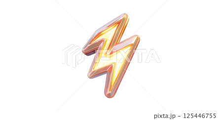 3D Lightning Bolt Icon With Neon Glow. Symbol Of Energy, Power, And Electricity Isolated On Transparent Background 3D Lightning Bolt Icon With Neon Glow. Symbol Of Energy, Power, And Electricity Isolated On Transparent Background 125446755