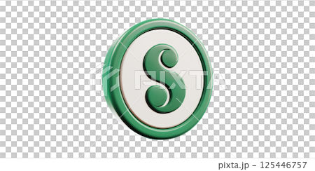 Green Circular Icon With Stylized "S" Symbol. Branding And Design Concept Isolated On Transparent Background 125446757