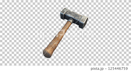 Rustic Wooden Handled Sledgehammer. Symbol Of Construction And Manual Labor Isolated On Transparent Background 125446759