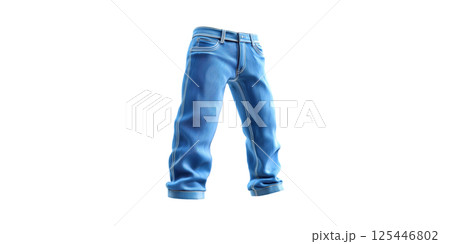 Blue Denim Jeans. Fashion And Casual Wear Representation Isolated On Transparent Background 125446802