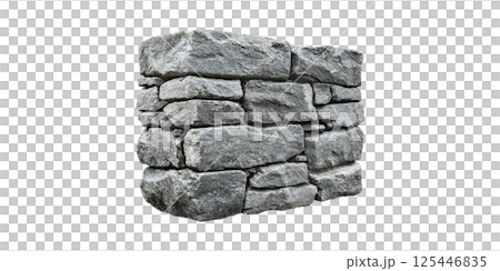 Stone Wall Section. Architectural Element For Construction And Landscaping Isolated On Transparent Background 125446835