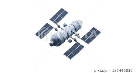 Space Station With Solar Panels. Advanced Space Technology And Exploration Isolated On Transparent Background 125446836