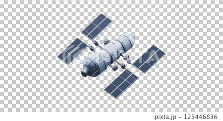 Space Station With Solar Panels. Advanced Space Technology And Exploration Isolated On Transparent Background 125446836
