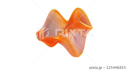 Abstract Orange Waveform Design. Dynamic 3D Lines Creating Fluid Motion Isolated On Transparent Background 125446853