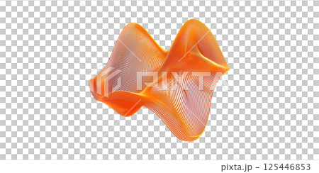 Abstract Orange Waveform Design. Dynamic 3D Lines Creating Fluid Motion Isolated On Transparent Background 125446853
