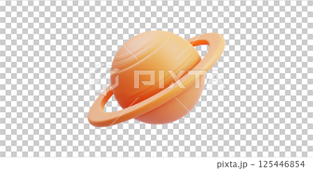 3D Illustration Of Saturn-Like Planet With Rings. Space Exploration And Astronomy Concept Isolated On Transparent Background 125446854