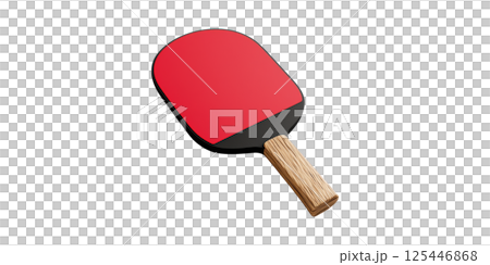 Table Tennis Paddle With Red Rubber. Sports Equipment For Ping Pong Games Isolated On Transparent Background 125446868