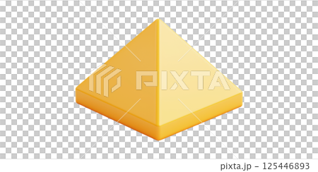 Yellow Pyramid Shape. Geometric Design And Abstract Art Concept Isolated On Transparent Background 125446893