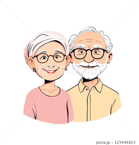 Vsai happy senior couple smiling and wearing eyeglasses Vsai happy senior couple smiling and wearing eyeglasses 125446923