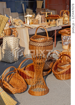 Wicker Rattan Baskets 125447078