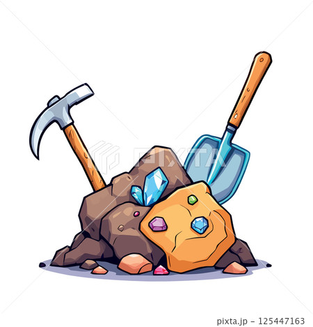 Vsai mining tools unearthing precious gems and minerals from rock 125447163