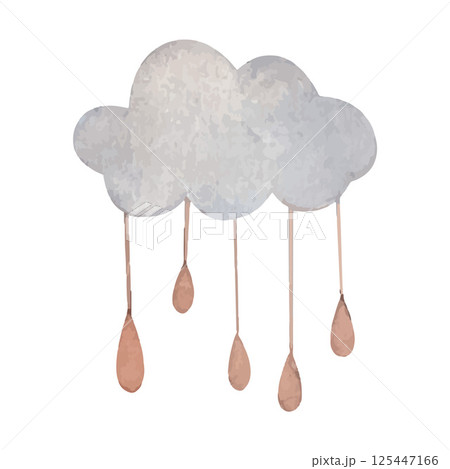 Watercolor rain cloud with drops Watercolor rain cloud with drops 125447166