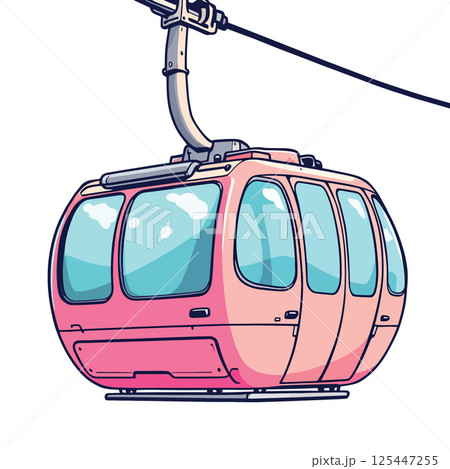Vsai pink cable car hanging on cable against white background 125447255