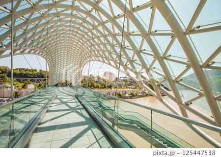 Beautiful bridge of peace in Tbilisi with no people Beautiful bridge of peace in Tbilisi with no people 125447538