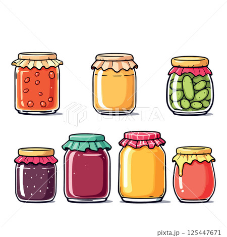 Vsai colorful preserves collection, jars brimming with homemade goodness 125447671