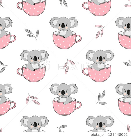 Seamless pattern with cute on koala bears in...のイラスト素材 [125448092] - PIXTA