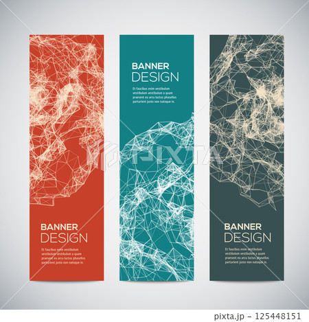 Banners with abstract colorful triangulated lined geometric background 125448151