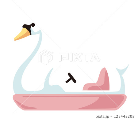 可愛らしい白鳥モチーフのスワンボートのベクターイラスト 125448208