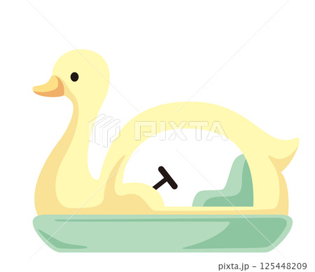 可愛らしいアヒルモチーフのスワンボートのベクターイラスト 125448209