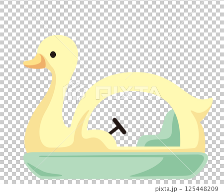 可愛鴨子圖案天鵝船的向量插圖 125448209