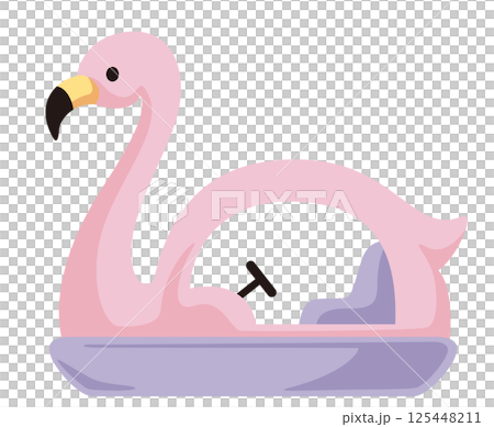 帶有火烈鳥圖案的可愛天鵝船的向量插圖 125448211