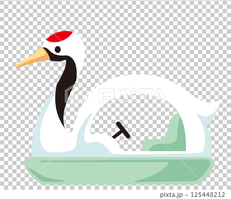 帶有起重機圖案的可愛天鵝船的向量插圖 125448212