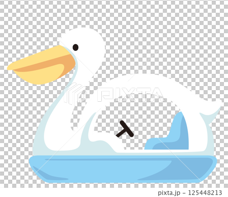 可愛らしいペリカンモチーフのスワンボートのベクターイラスト 125448213