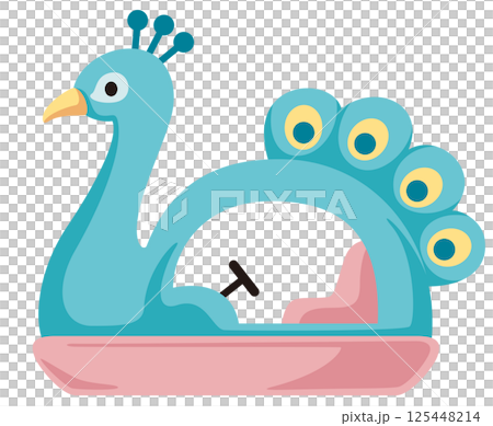 可愛的孔雀圖案天鵝船的向量插圖 可愛的孔雀圖案天鵝船的向量插圖 125448214