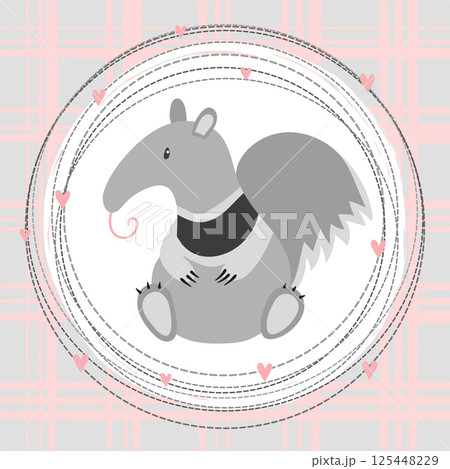 Cute cartoon little anteater vector illustration. Print for kids 125448229